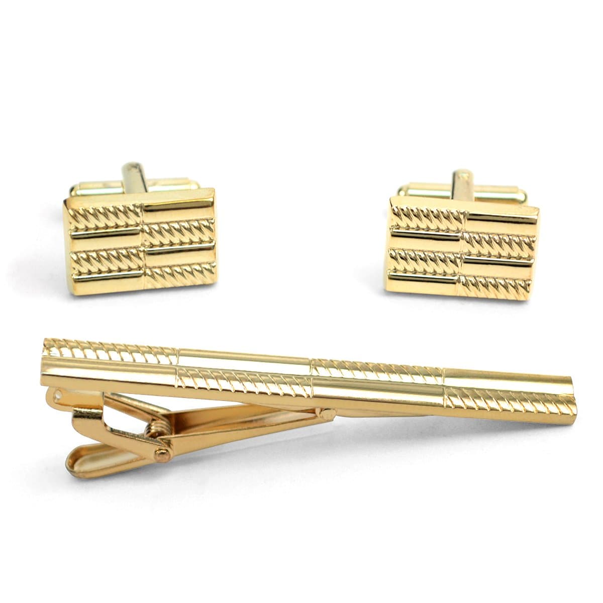 Golden Ropes Tie Bar and Cufflink Set