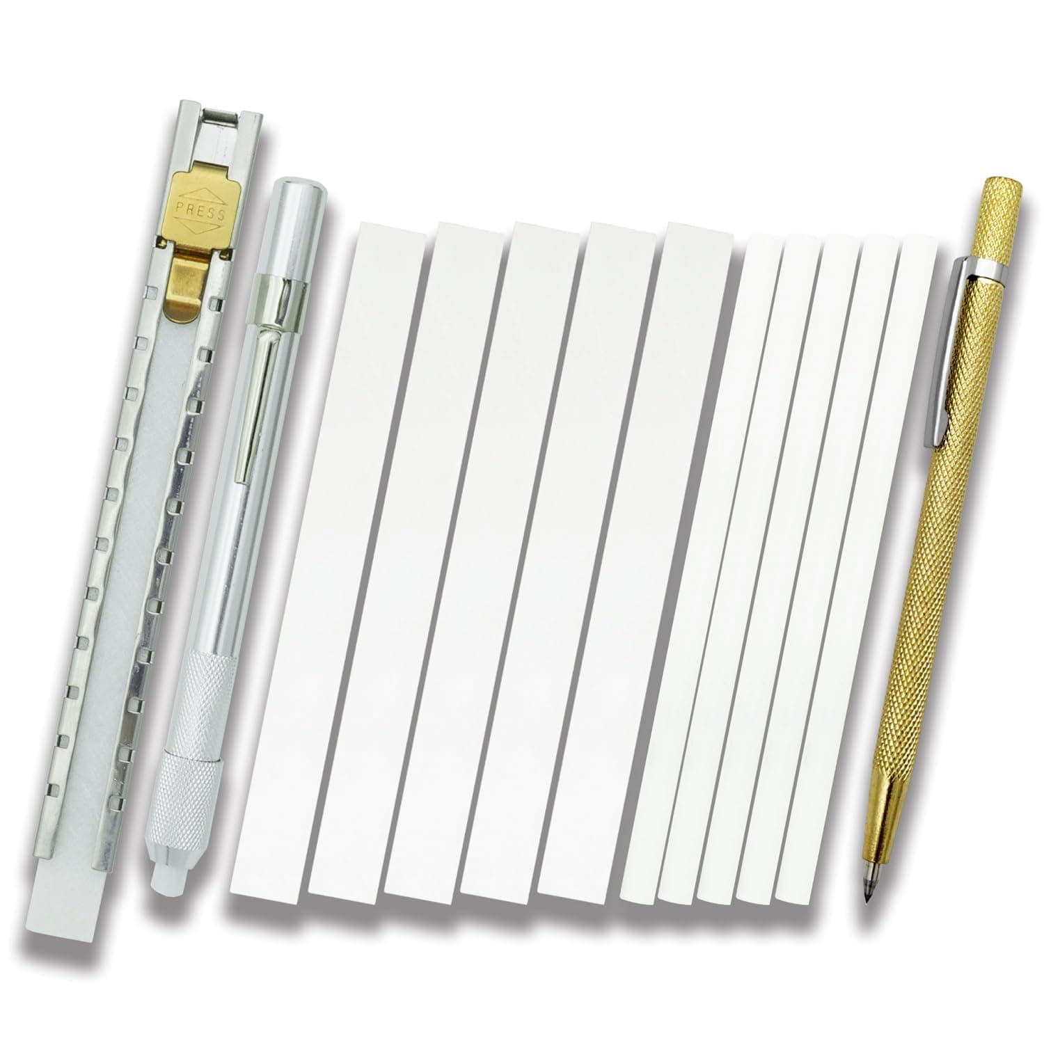 VASTOOLS Soapstone Holder Set, Flat and Round Soapstone Holder, Extra 10pcs Soapstone Refills, for Welders, Mark White Clear and Removable Markings, Best for Welding