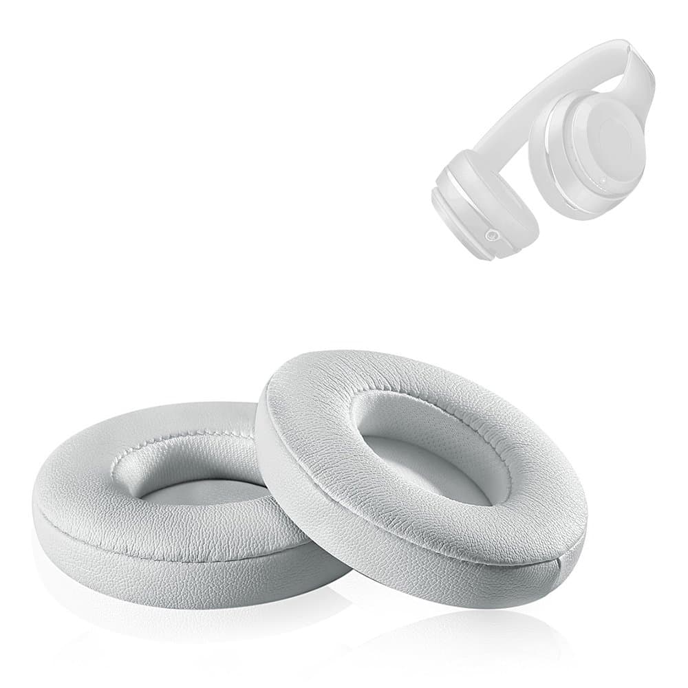 Replacement Ear Pads for Beats Solo 2 and Solo 3 Wireless Headphones Ear Pad Memory Foam Ear Cushion Cover for Beats Solo 2.0/3.0 Wireless On Ear Headphones (White)