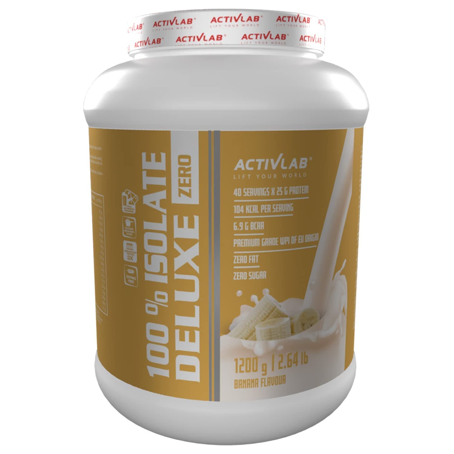 Activlab100% Isolate De Luxe 1.2Kg, 85% Protein, 40 Servings X 25G |6.9G Bcaa | Sugar Free, Fat Free | Whey Isolate Protein Powder Blend For Muscle Building & Maintenance | Banana Flavour