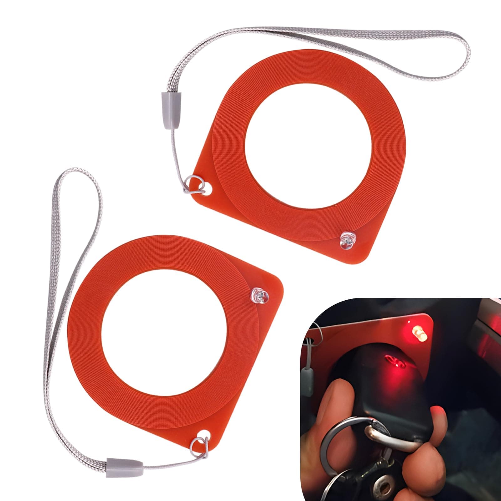 2 PCS Car ECU Test Coil, Car Key Lock Chip Coil Anti-Theft Tester, Car Induction Signal Detection Card, Suitable for All Cars with Anti-Theft Chip Sensor Coils (Red)