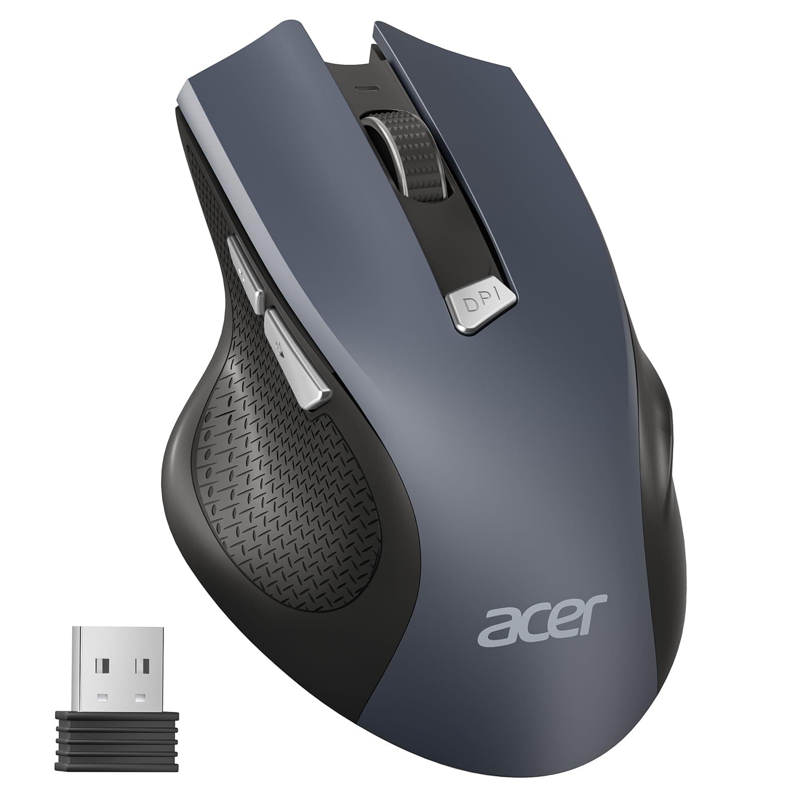 Acer Wireless Mouse for Computer, 6 Buttons, 1600 DPI Adjustable, Optical Tracked, Large Ergonomic Mouse Wireless with 2.4GHz USB Receiver, Compatible with Laptops, PC, Desktop, Windows