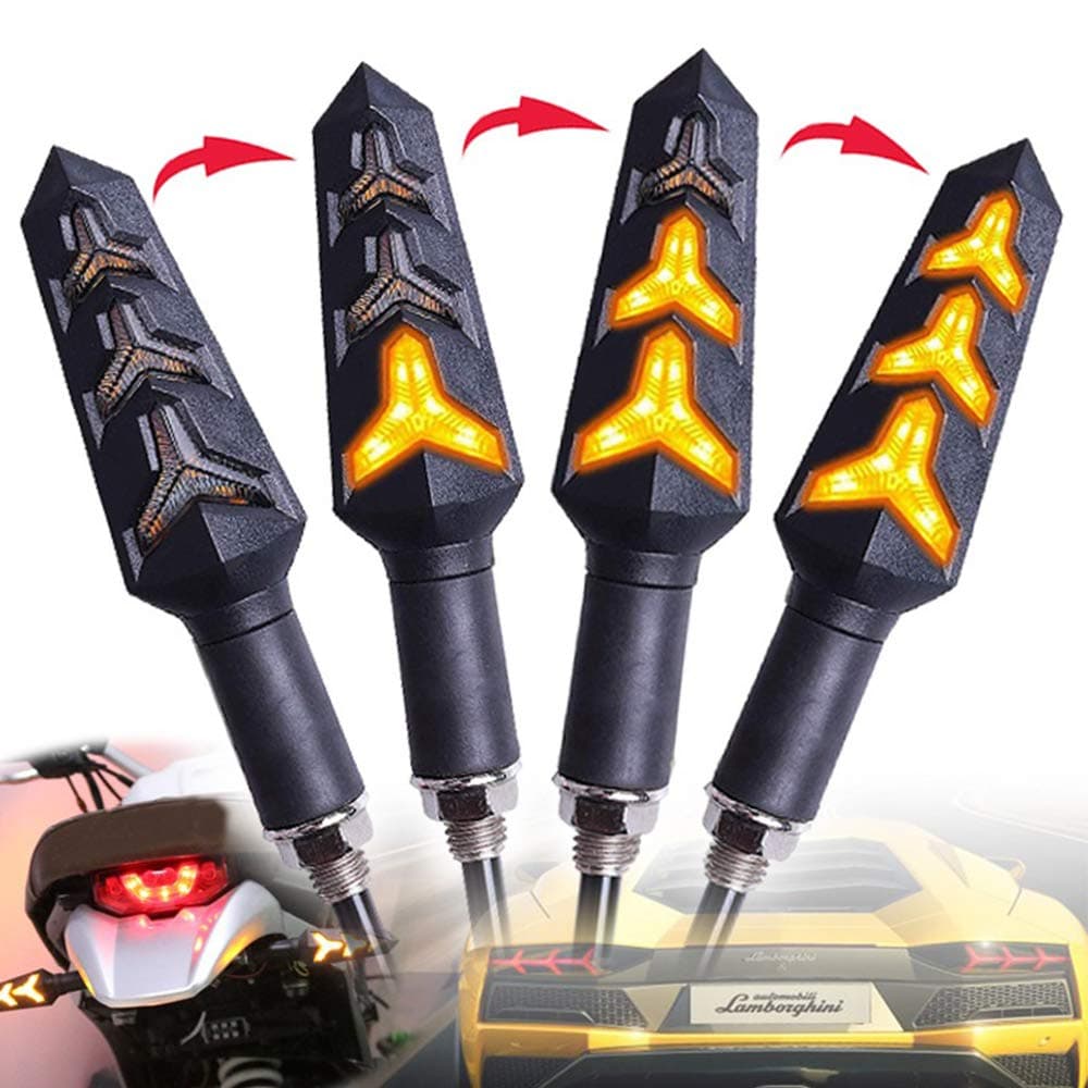 2-Pack Motorcycle Indicators Flowing Turn Signal Lights Y Shape LED Bulbs For Motorbike Scooter Off Road (DC-12V)