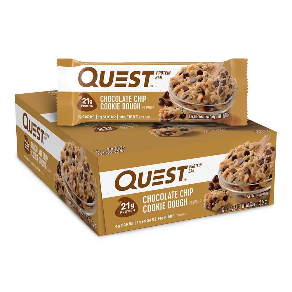 Quest Nutrition Protein Bars (Chocolate Chip Cookie Dough, Pack of 12)
