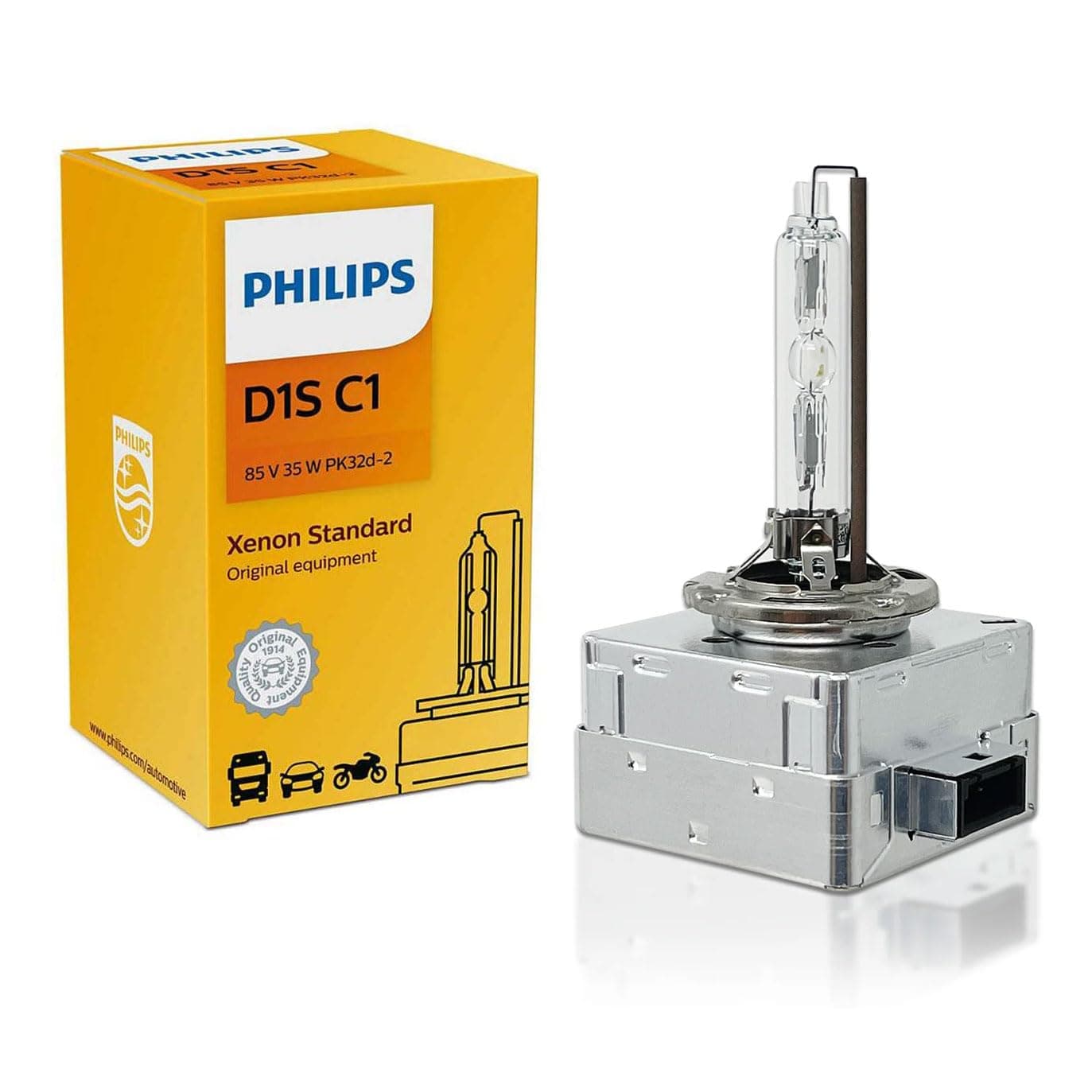 Philips D1S Standard Genuine Xenon HID Headlight Bulb, 1 Pack (85415C1)