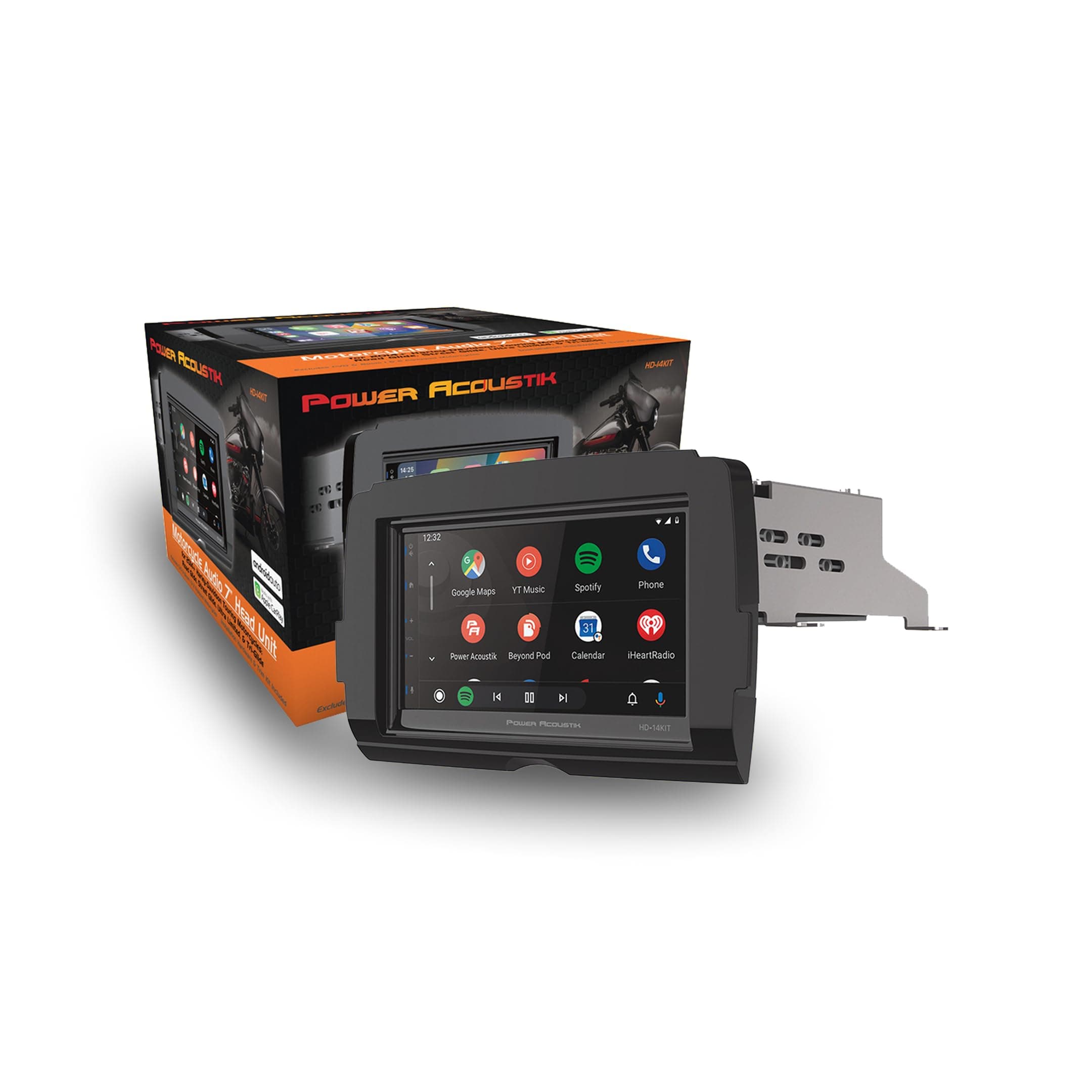 HD-14KIT 7” Replacement Motorcycle Head Unit for 2014+ Harley-Davidson Touring Motorcycles, Wireless Apple Carplay & Android Auto, Touchscreen with Bluetooth and Handlebar Control