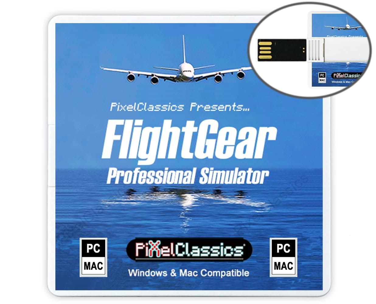 FlightGear Flight Simulator 2025 X on USB | Flight Sim Plane & Helicopter Professional Simulator Including 600 Aircraft, 20,000 Real World Airports Compatible with Microsoft Windows 11 10 PC & Mac