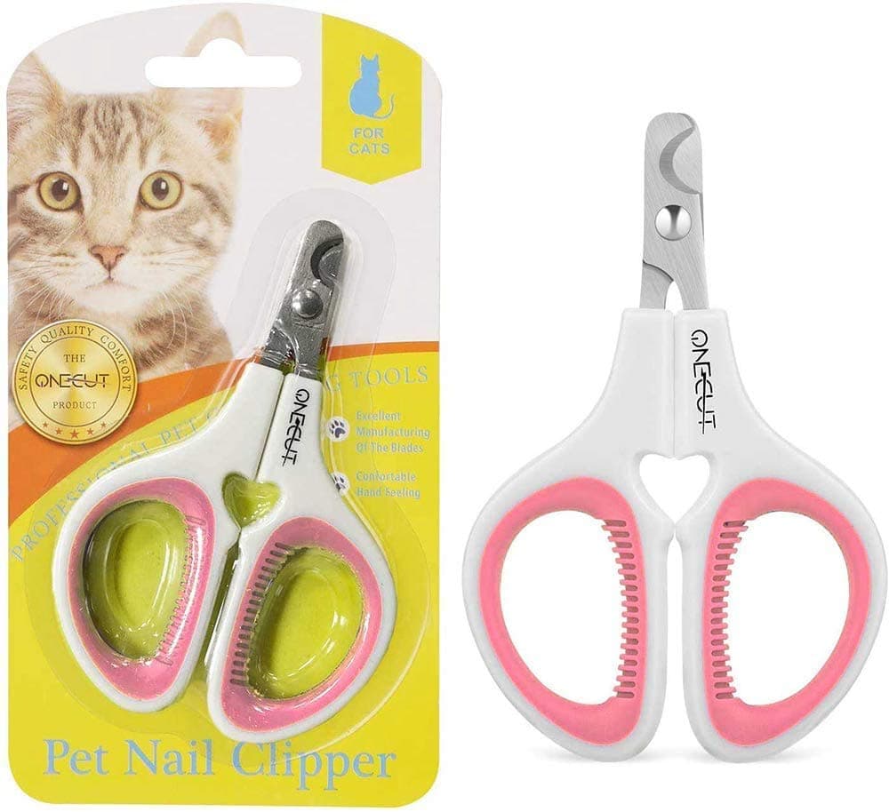 OneCut Pet Nail Clippers, Update Version Cat & Kitten Claw Nail Clippers for Trimming, Professional Pet Nail Clippers Best for a Cat, Puppy, Kitten & Small Dog (Pink)