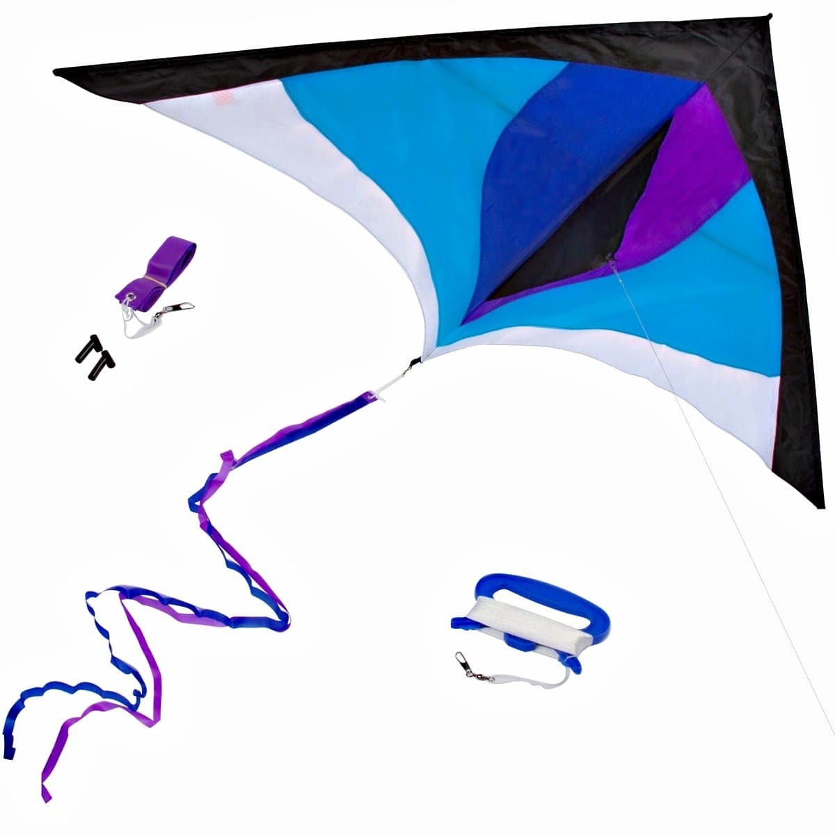 Best Delta Kite, Easy Fly for Kids and Beginners, Single Line w/Tail Ribbons, Stunning Colors, Large, Meticulously Designed and Tested + Guarantee + Bonuses