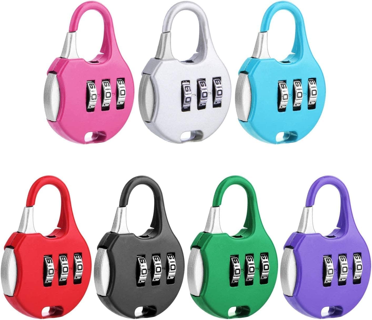 Luggage Lock Padlock Combination Lock Adjustable 3 Digit Combination Lock for Travel Backpack, Locker, Gym, Door, Outer Tent (7 Pcs Random Color)