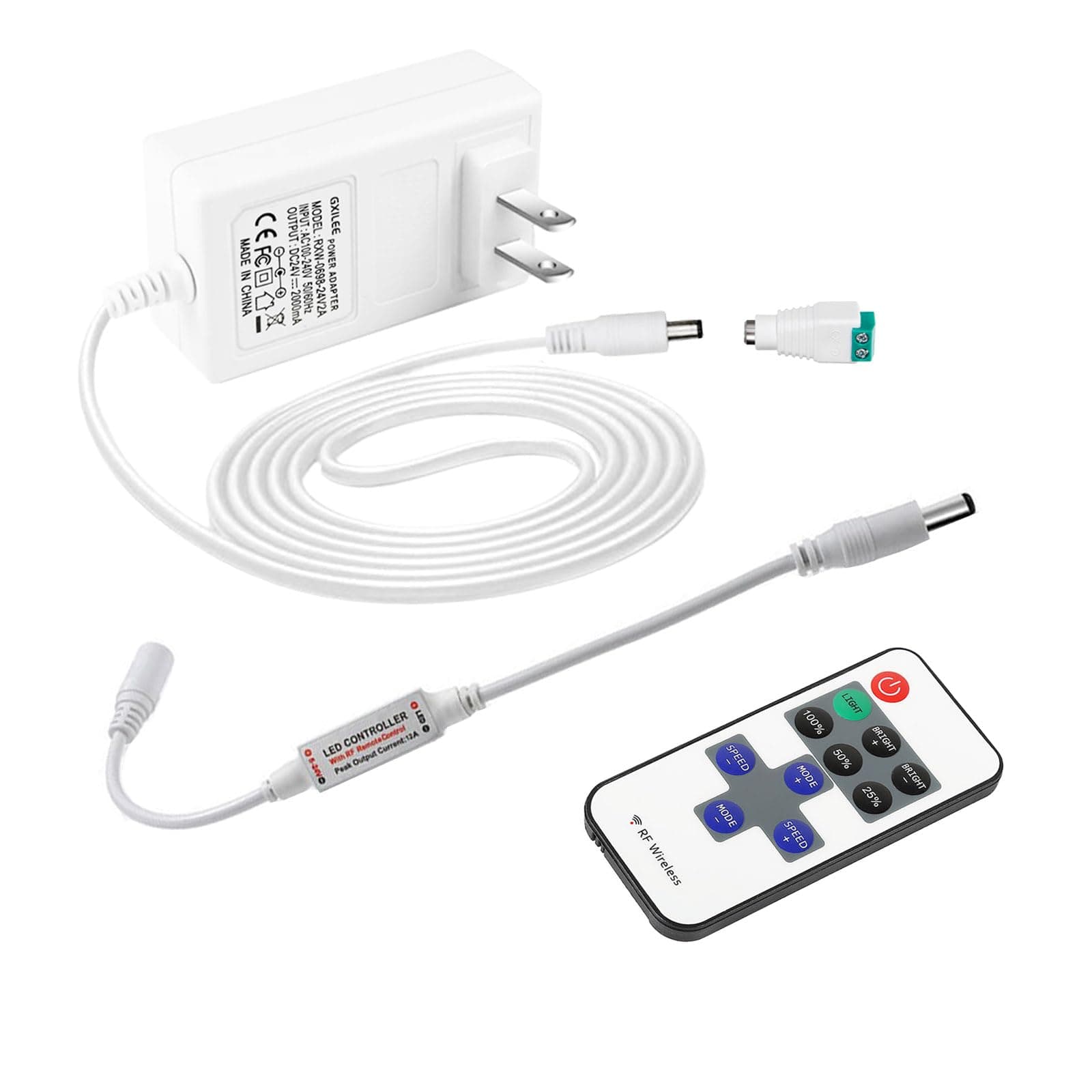 24V LED Power Supply with Dimmer Switch, 24V DC Power Supply for 24volt Single Color LED Strip Lights