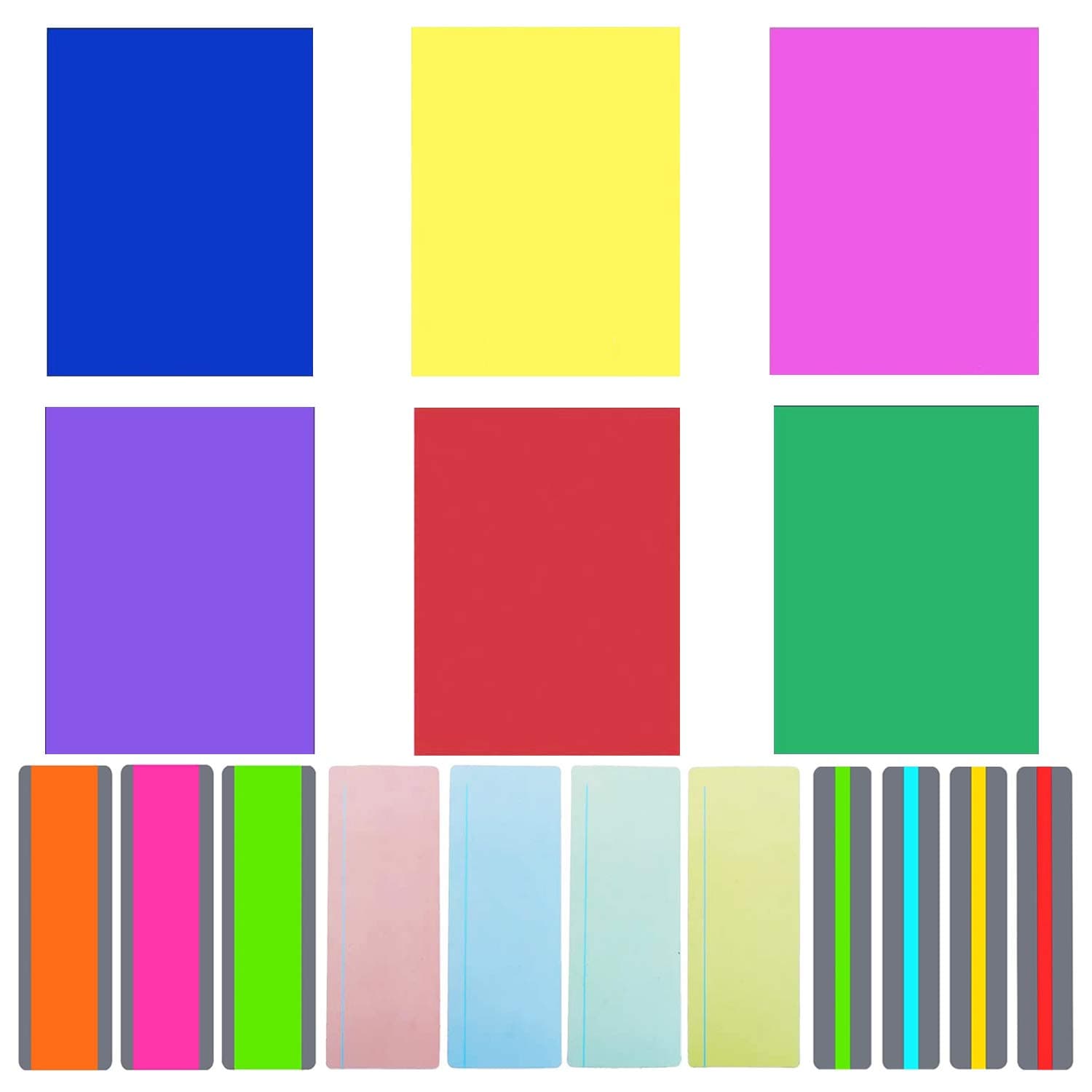 Seasonsky 17 Pack Reading Guide Highlight Strips Colored Overlays Bookmarks A4 Reading Tracking Rulers for Teachers, Childrenand Dyslexics