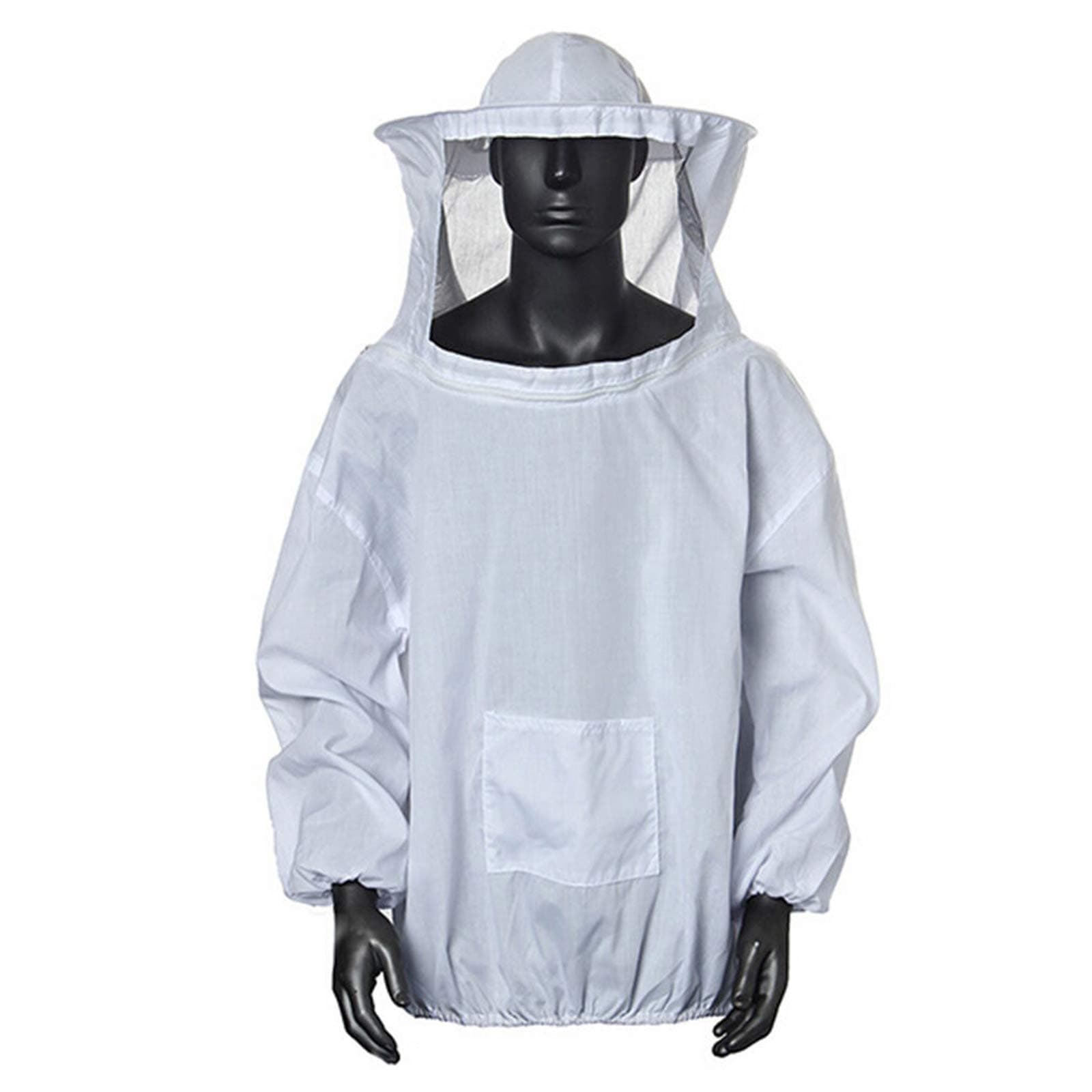 AmacoamBeekeeping Protective Veil Suit Beekeeping Jacket Professional Beekeeping Suit Protective Beekeeping Veil Smock Bee Suit Beekeeper Suit Coat Jacket Equipment with Hat（White）