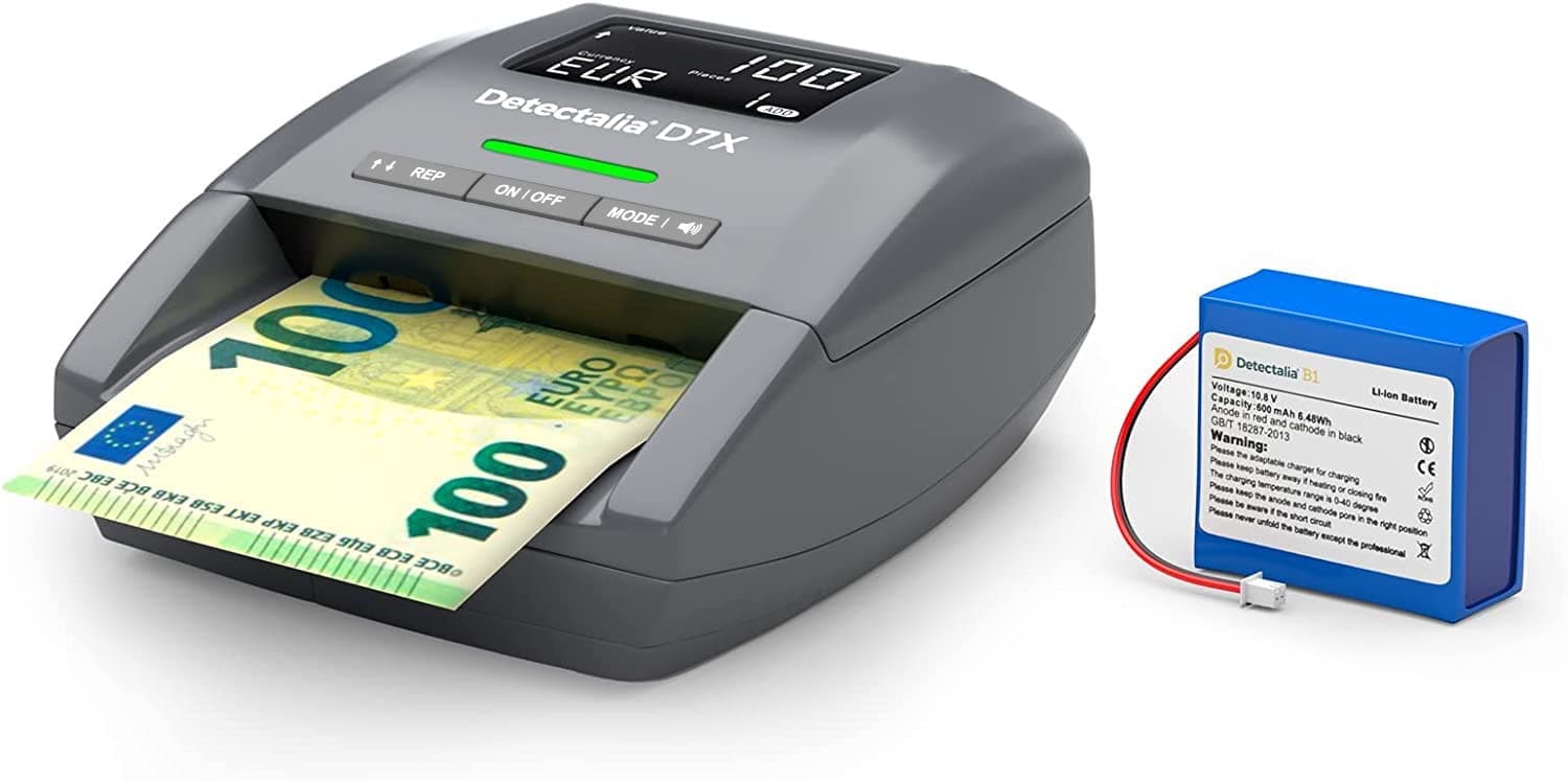 Detectalia D7 - Automatic Counterfeit Detector for GBP, EUR, CHF, PLN and HUF ready for new £10, €100 and €200 banknotes