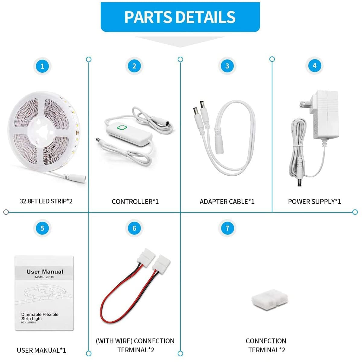 Dimmable White LED Strip Light
