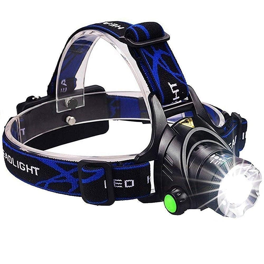 Aluminium Alloy Super Bright Light Source 18650 Reversible Waterproof Torch with Zoomable Work Lightweight Head lamp for Outdoors (BLACK )