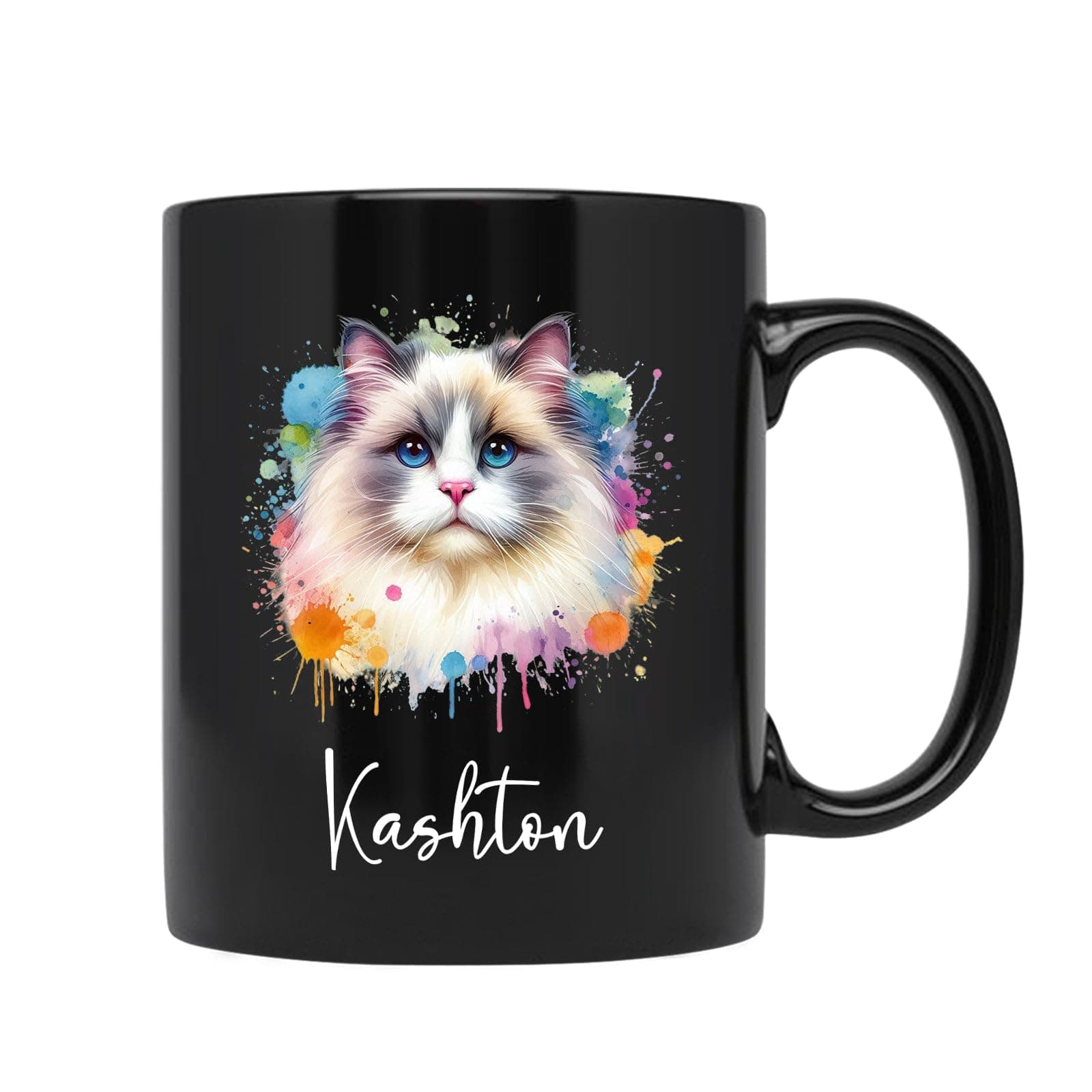 Ragdoll Coffee Mug, Customized Ragdoll Watercolor Cup With Name, Custom Ragdoll Cat Cup, Personalized Ragdoll Lover Graduation Mug, Ragdoll Lover Gift, Cat Owner Ceramic Mug, Black Cup 11oz 15oz