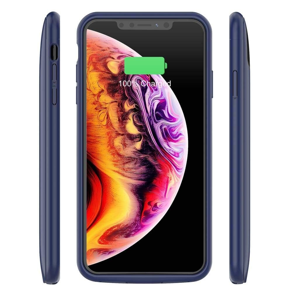 iPhone Xs Max Battery Case, 5000mAh Rechargeable Charger Case External Protective Charging Case Slim Battery Pack Portable Power Bank Cover for Apple iPhone Xs Max 6.5"(Blue)