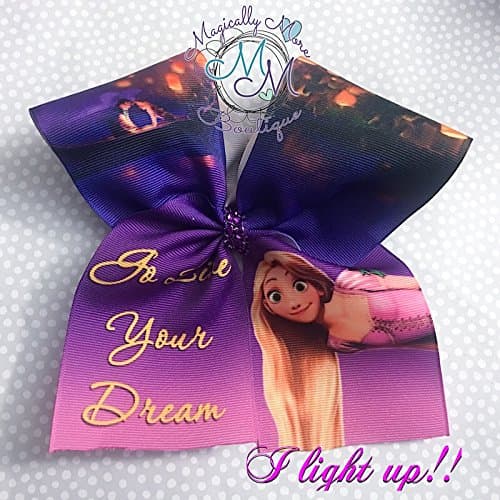 Rapunzel tangle inspired cheer bow light up with Disney castle, hair bow, for the hair bow lover, unique Great stocking stuffer tween, teen