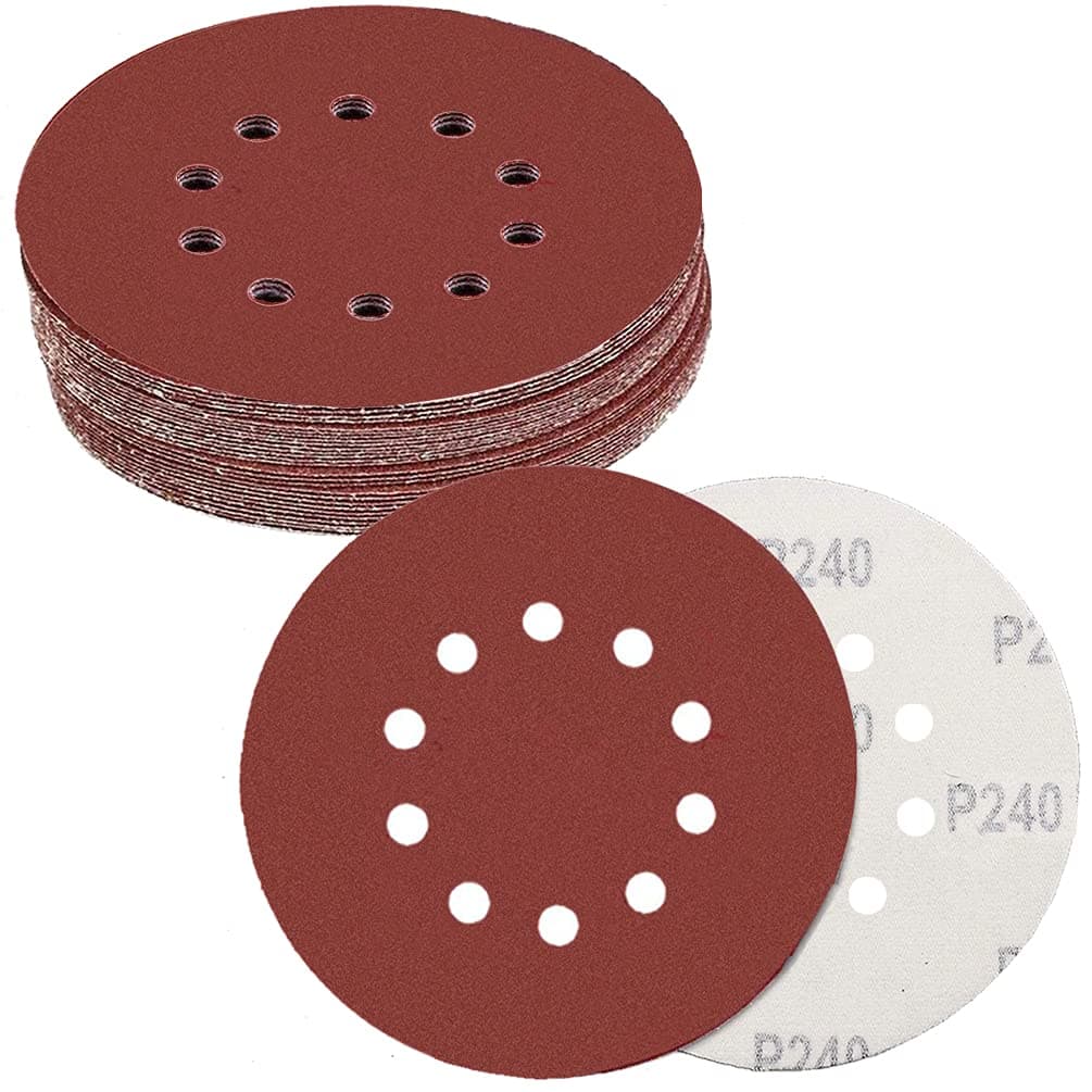 CUBEWAY9 Inch 10 Hole Hook and Loop Abrasive Sandpaper, 30 Pcs Drywall Sander Sanding Discs, 5Pcs Each of 80 100 120 150 180 240 Grits, CW225H10