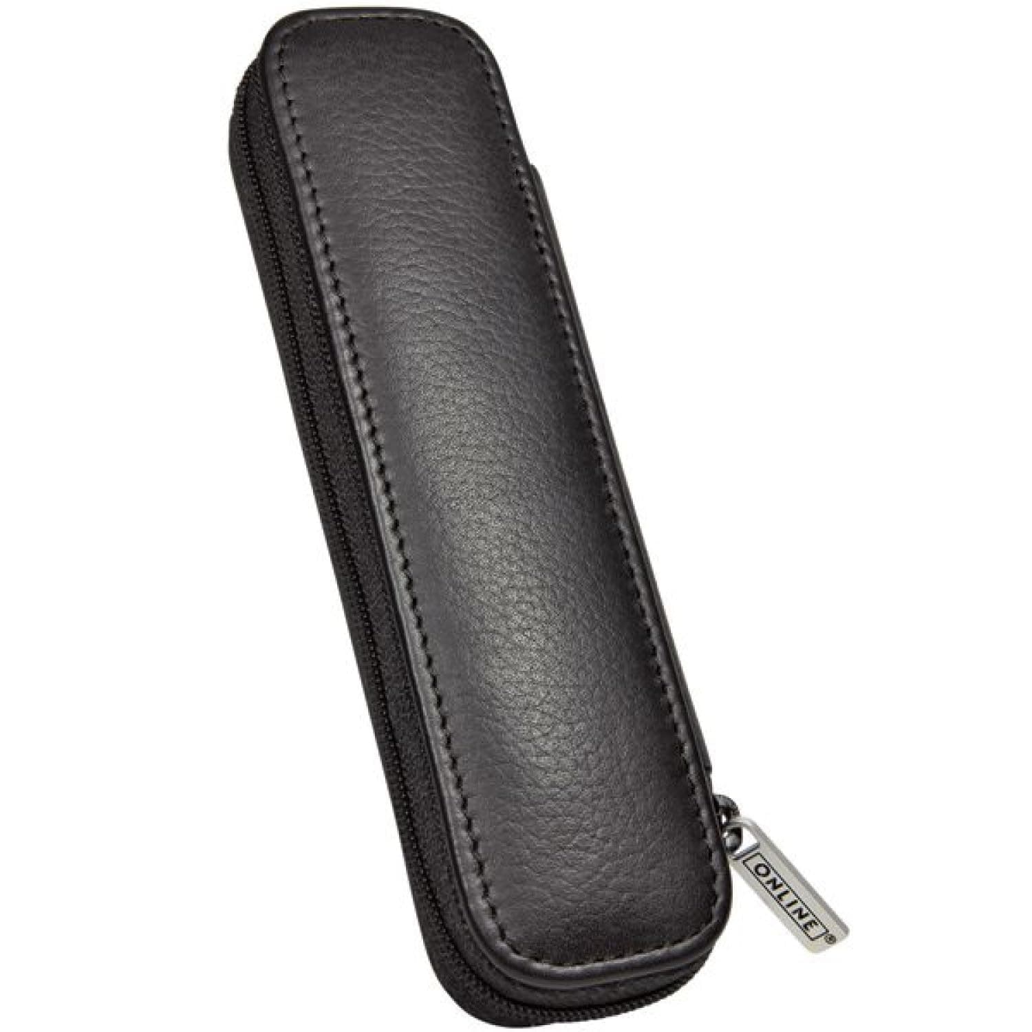 Online 90686 Leather Case for 2 Long Pen - Black
