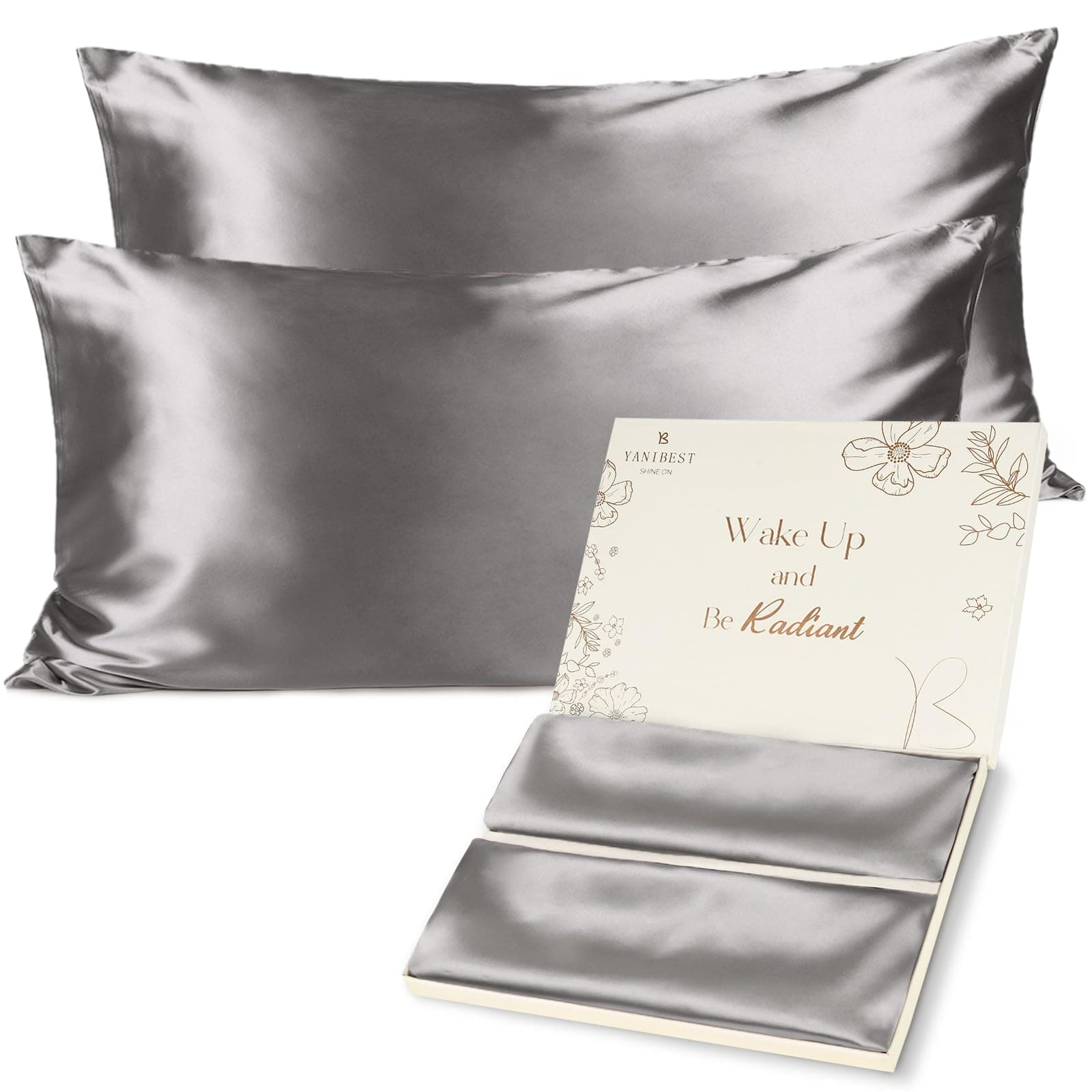 Yanibest King Size Satin Pillowcase Set of 2 - Silky Pillow Cases for Hair and Skin 20x36 Inches, Silk Pillowcase for Hair & Skin with Zipper, Exquisite Packaging for Women Men