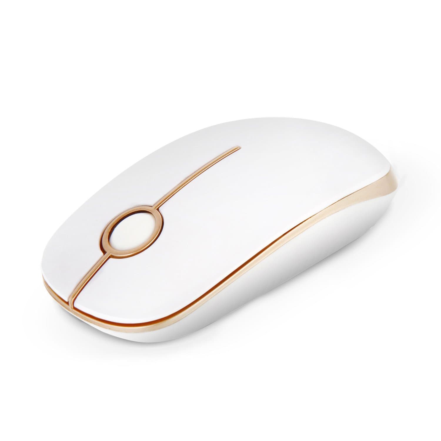 Vssoplor Wireless Mouse, 2.4G Slim Portable Computer Mice with Nano Receiver for Notebook, PC, Laptop, Computer-White and Gold