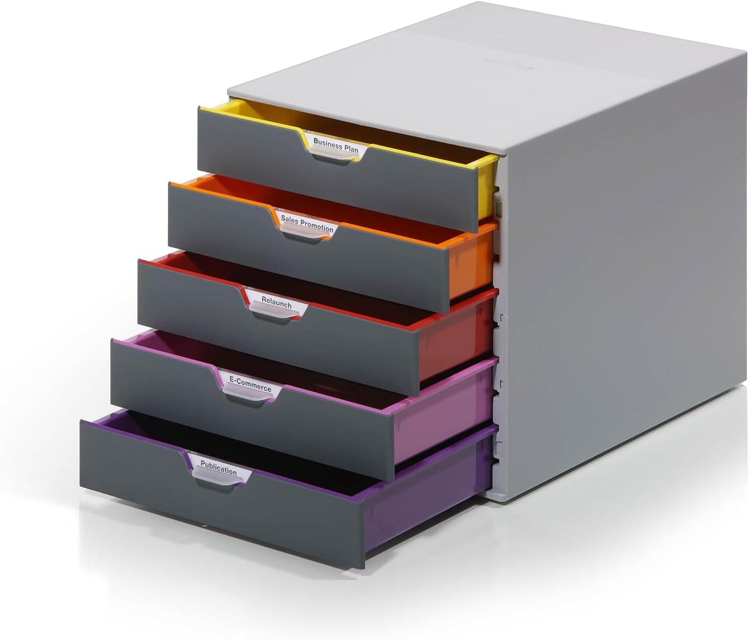 Durable VARICOLOR 5 Drawer Unit - Desktop Drawer Set with 5 Colour Coded Draws - Use as a Document Box, Paper Storage Organiser, etc.