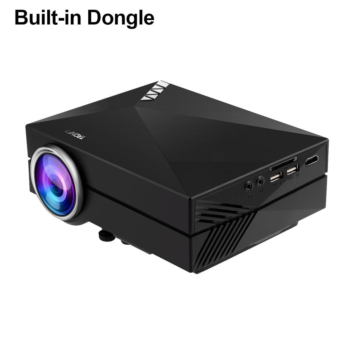 TP60M Screen Mirroring Projector, 2017 Version Portable Mini Video Projector with Built-in Dongle HDMI USB SD VGA AV for iPhone iPad, Free HDMI Cable - Black