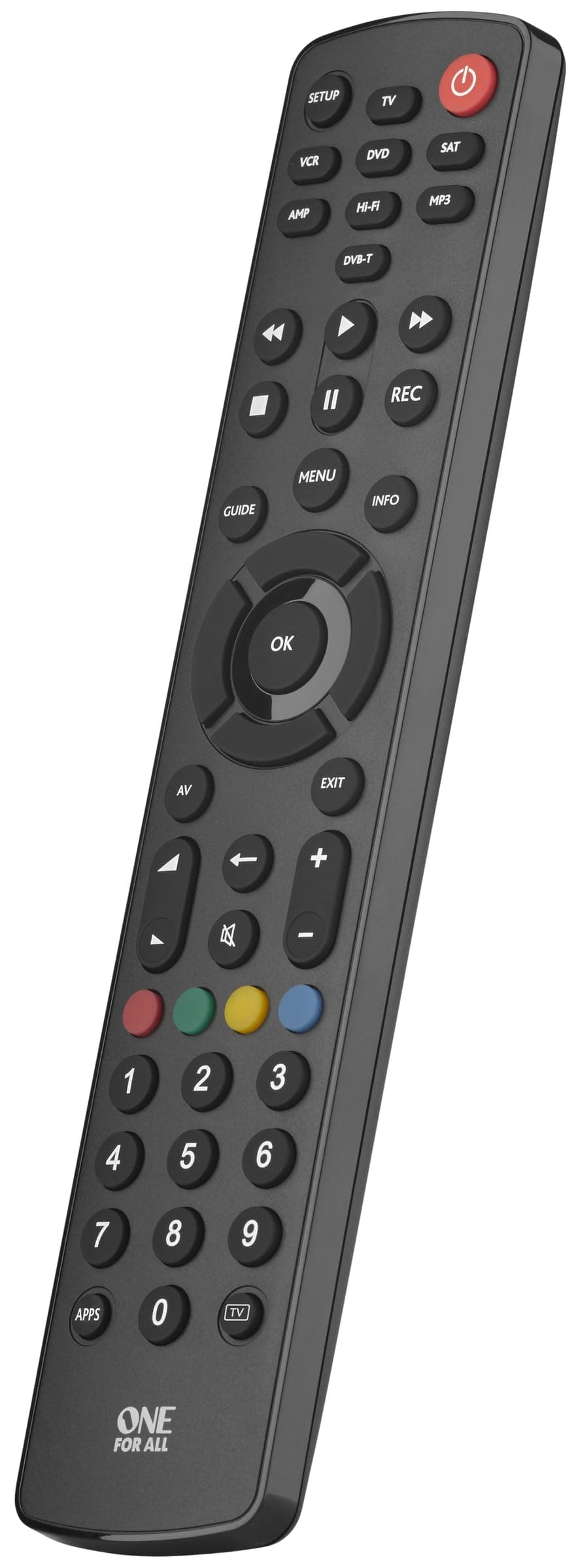 Contour 8 Universal Remote Control – Operates 8 devices (TV Freeview Blu-ray Media streamer IR Game and Audio) - Learning feature - Works with all brands - Black – URC1280