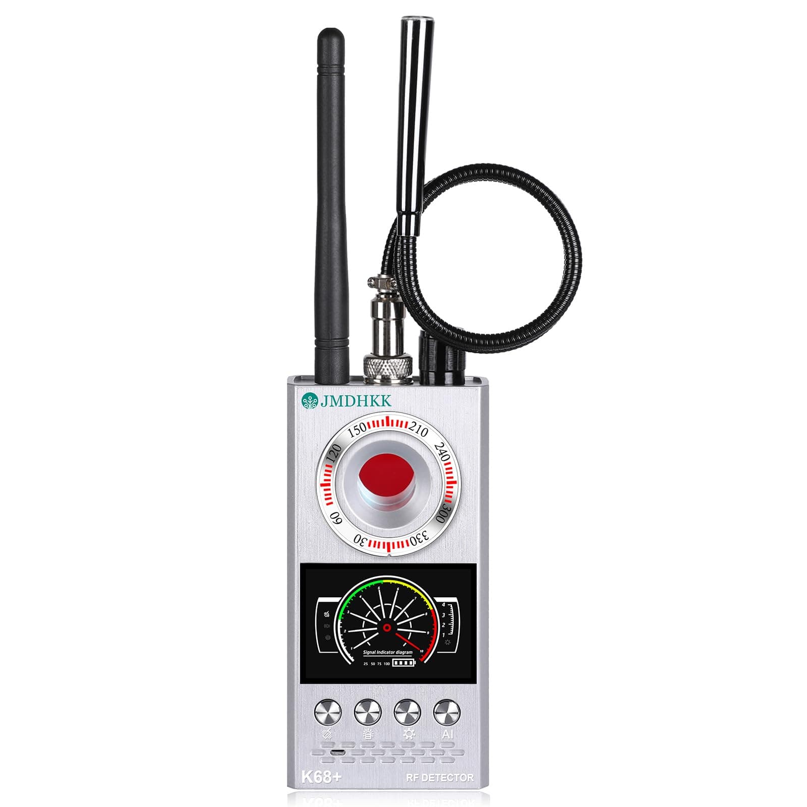 JMDHKK Hidden Camera Detector & Bug Detector – Magnetic Tracker & Wireless Signal Finder for Home, Office, Hotel, Car – Advanced Privacy Protection for Travel & Security（Silver