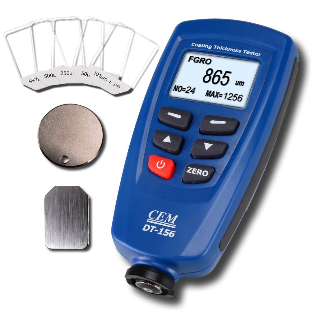 CEM DT-156 Paint Coating Thickness Gauge Meter Tester Auto F/NF Probe with V-groove 0~1250um/0~49.2mils