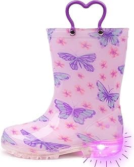 Outee Toddler Kids Adorable Lightwight Waterproof Rain Boots Light Up by Steps