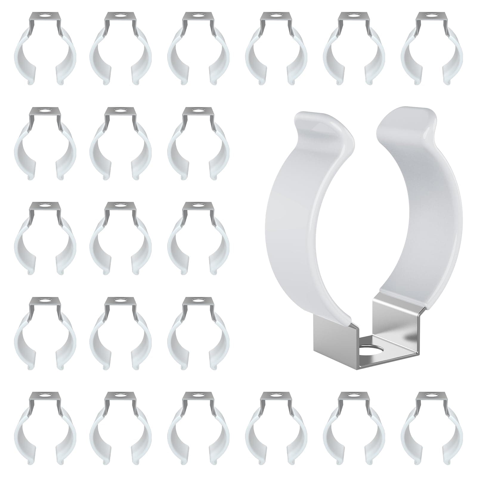 (24 Pack) JESLED T8 U Clip Holder for 8ft LED Bulbs, LED Fluorescent Tube Mounting Accessories, Stainless Steel Lamp Holder, Lamp Holder, Pipe Clamp to Prevent Sagging