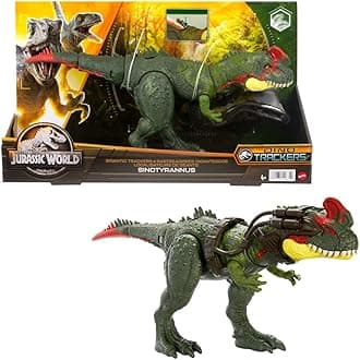 Mattel Jurassic World Dominion Gigantic Tracker Sinotyrannus Large Dinosaur Figure with Attack Motion & Tracking Gear, Toy Gift with Physical & Digital Play​