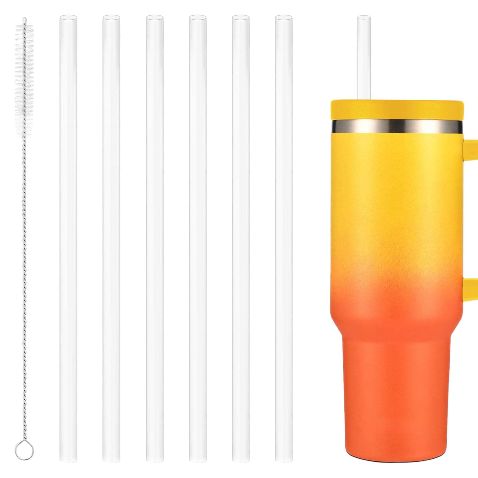 6PCS Stanley Cup Straws - Easy to Clean, Transparent, Reusable Replacement Straws for 30oz/40oz Cup (12in/30cm)