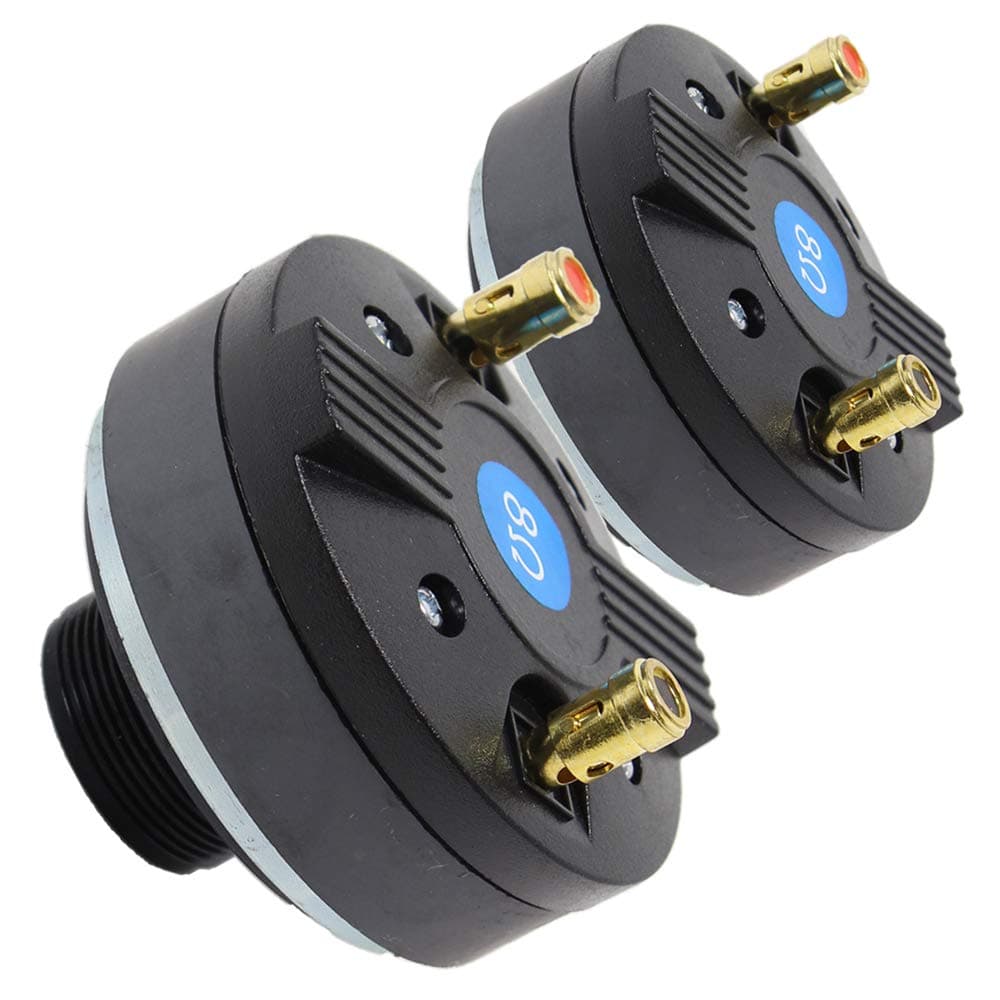 Skytronic Titanium Compression Speaker Drivers Pair 80W MAX, 8 Ohm, 25mm Voice Coil, 34mm Thread Connection – Ideal for PA DJ Speakers & DIY Audio
