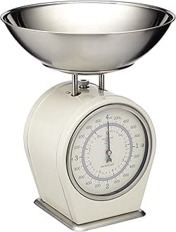 KitchenCraft LNSCALECRE Living Nostalgia Mechanical Kitchen Scales, 4 kg (8 lbs) - Antique Cream