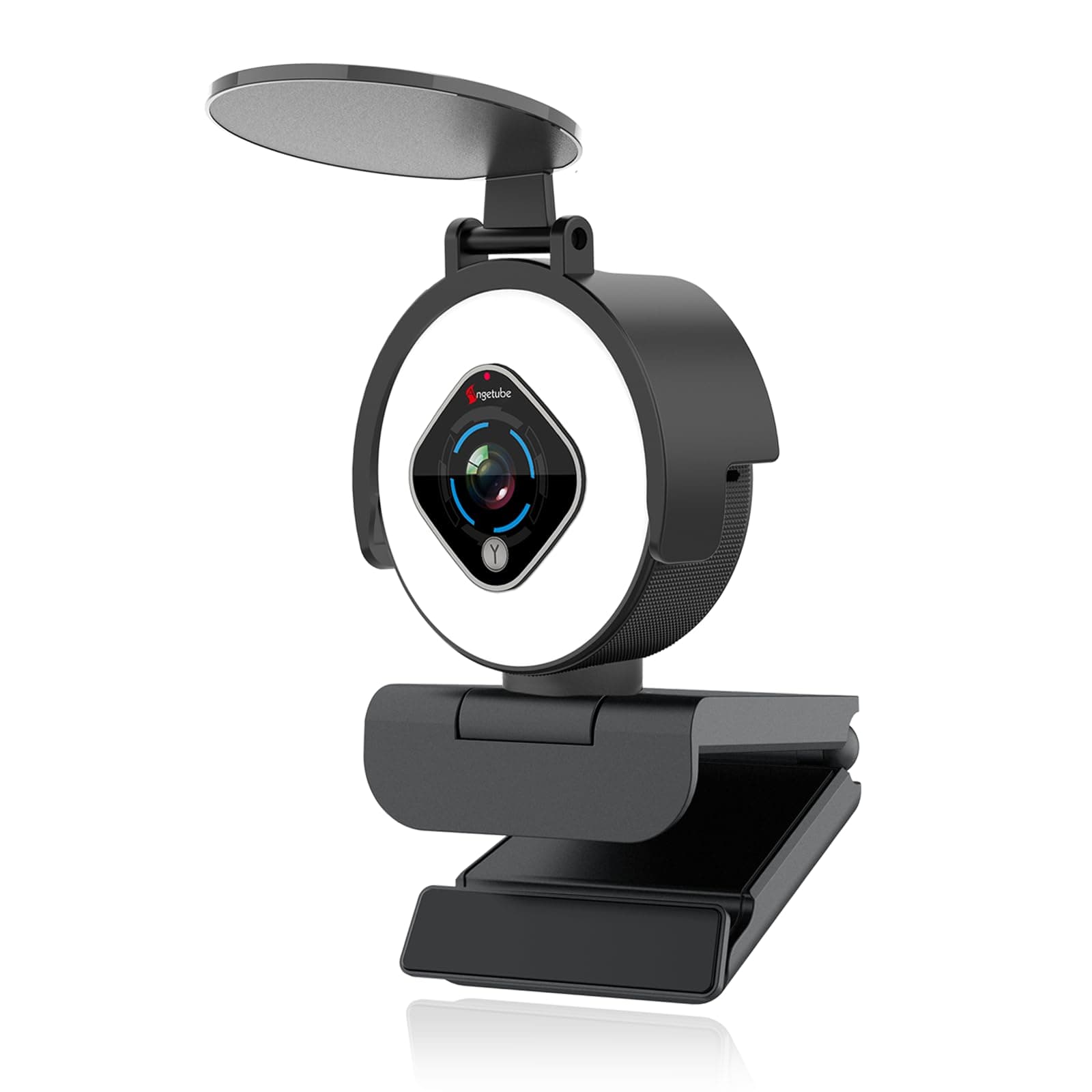 Angetube Streaming Webcam 1080P with Ring Light, HD Web camera with Digital Zoom Autofocus for Computer PC Laptop Mac - Webcam with Microphone USB Web Cam for Gaming XBOX Google Meet