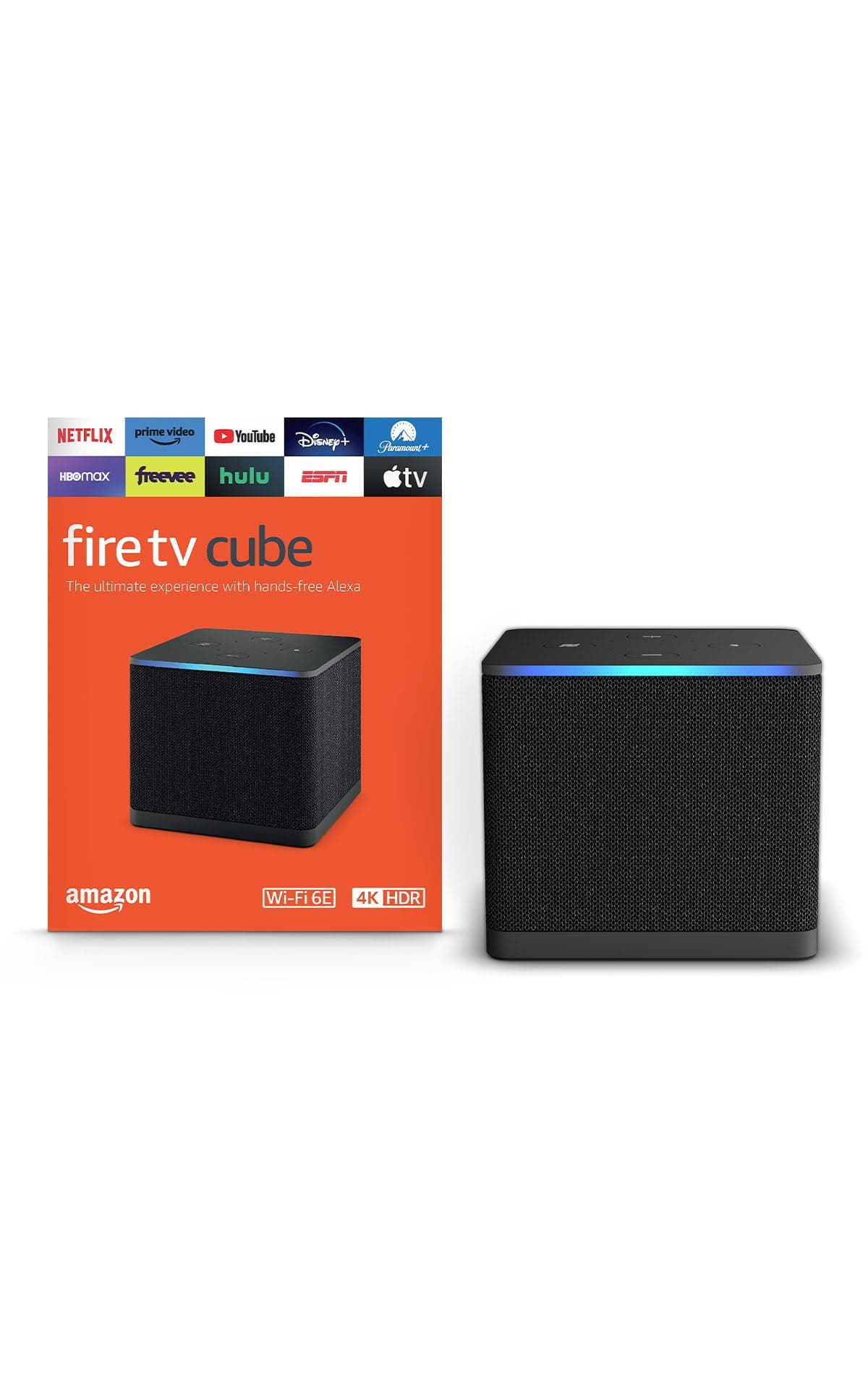 Fire TV Cube, with AI-powered Fire TV Search, Hands-free streaming device, find shows faster with Alexa+, Wi-Fi 6E, 4K Ultra HD