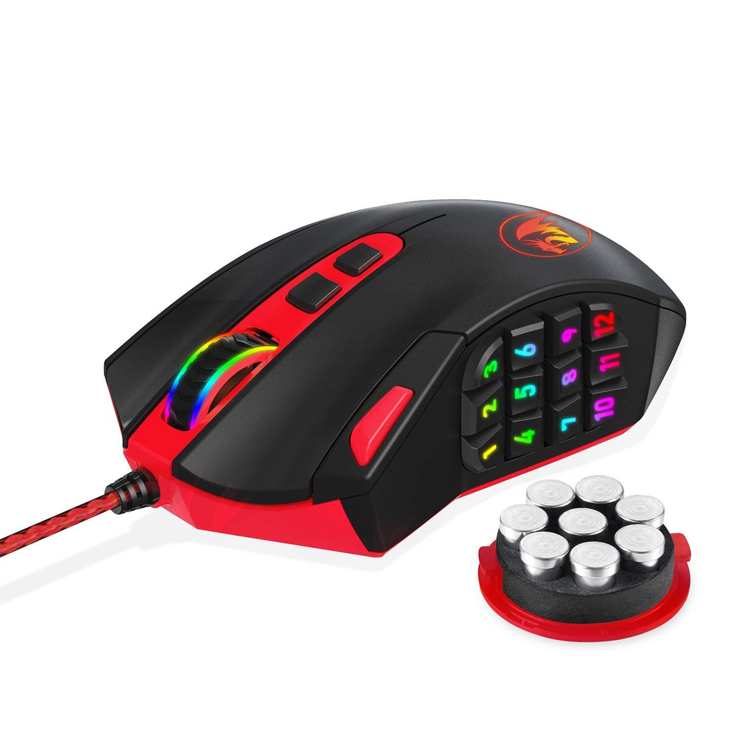 Redragon M901-2 Gaming Mouse 12400 DPI Wired Programmable Lighting, 18 Programmable Buttons, PERDITIONS3 MMO Mouse, 12 Side Buttons, 5 Programmable User Profiles for PC