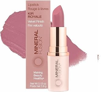 Mineral Fusion Lipstick, Vivid & Smudge-Free Lip Color with Avocado Oil, Cocoa Seed Butter & More, Long-Lasting Vegan Lipstick, FD&C Dye-Free, Cruelty-Free, Paraben-Free, Gluten Free, Kir Royale