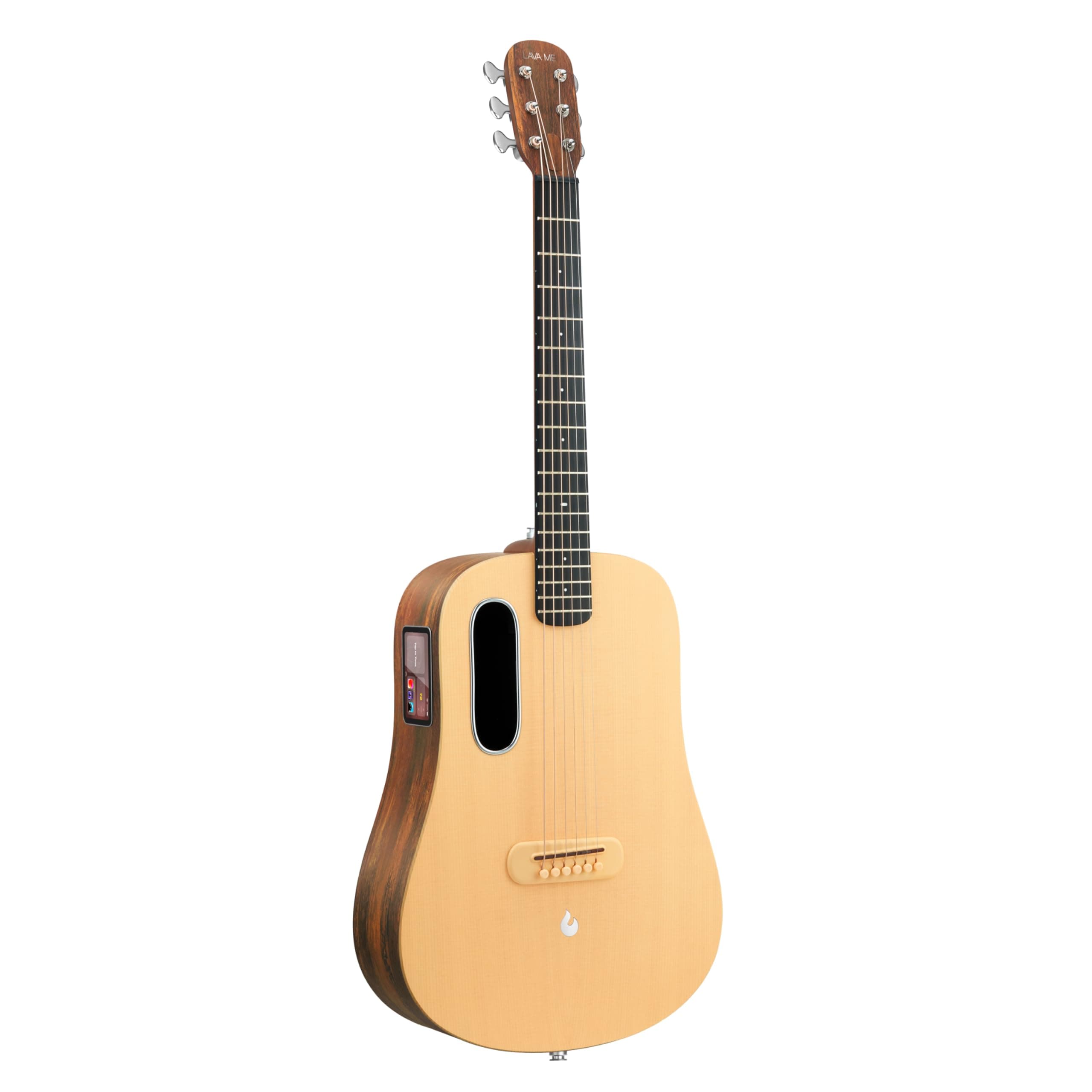 - ME 4 Solid Spruce Top Series,HILAVA 2.0 Smart Acoustics Electric Guitars,right handed,with 3.5 inch TouchScreen,FreeBoost 2.0, Ideal Bag, Woodgrain Brown/Burlywood,36 inch
