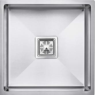 EVANEX Kitchen Sink | 18x16x9 Inch Single Bowl Handmade Sink for Kitchen | 304 Grade Stainless Steel Matte Finish Handmade Steel Sinks with Waste Pipe, Coupling & Steel Basket