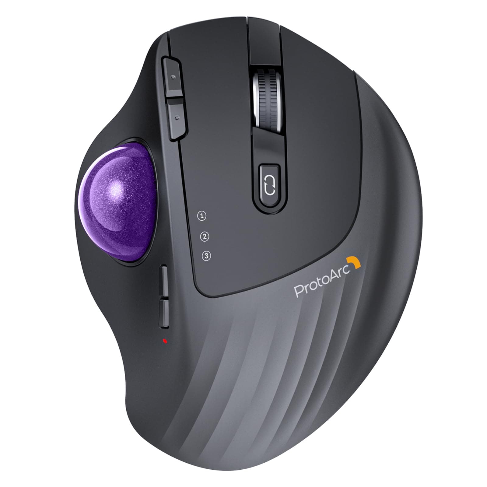 EM01 NL Wireless Bluetooth Trackball Mouse, 2.4G Ergonomic Rechargeable Rollerball Mouse with 3 Adjustable DPI, 3 Device Connection for PC, Mac, Windows-Purple Roll