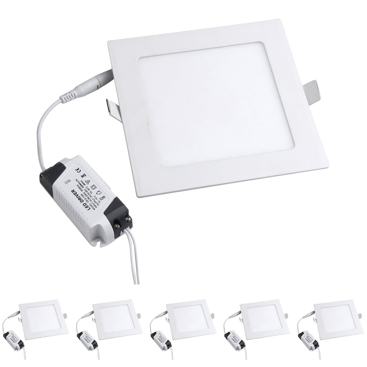MODOAO 5 Pack 3W LED Panel Light Lamp, Square LED Recessed Downlight Panel Ceiling Lighting with LED Driver, AC85-265V, Hole Size 75MM (3W, Cool White)