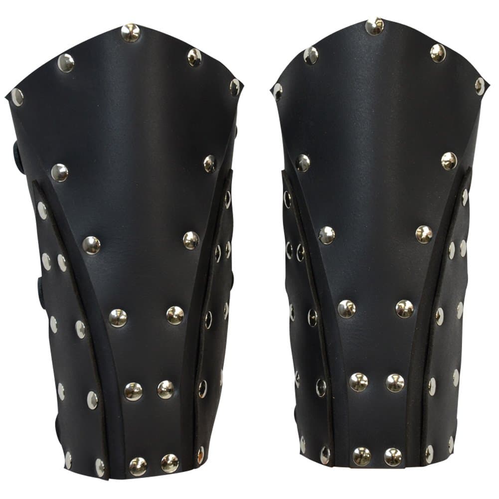 Dark Rogue Leather Bracers, black leather, LARP