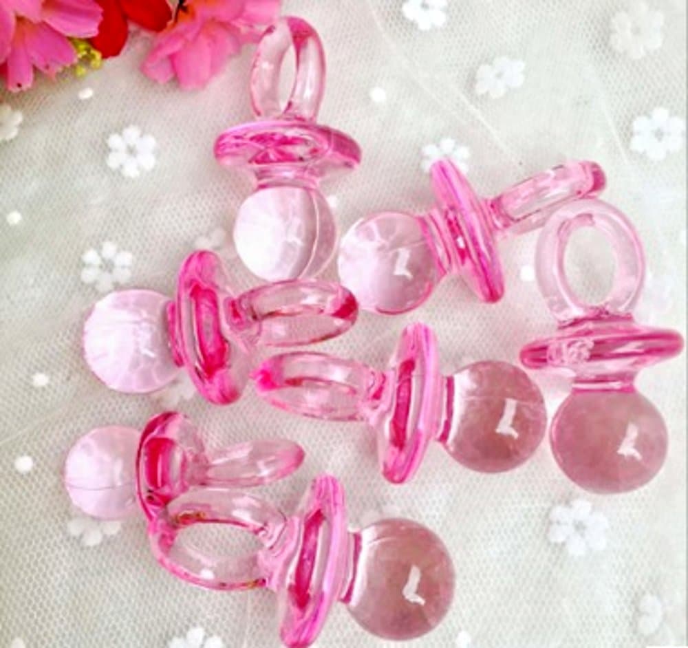 100 x Mini Deco Pacifier Set, Confetti Table Decoration Confetti Streudeko Giveaway Gift for Christening Babyshower Baby Shower Wedding Birthday Kids Party, Pink