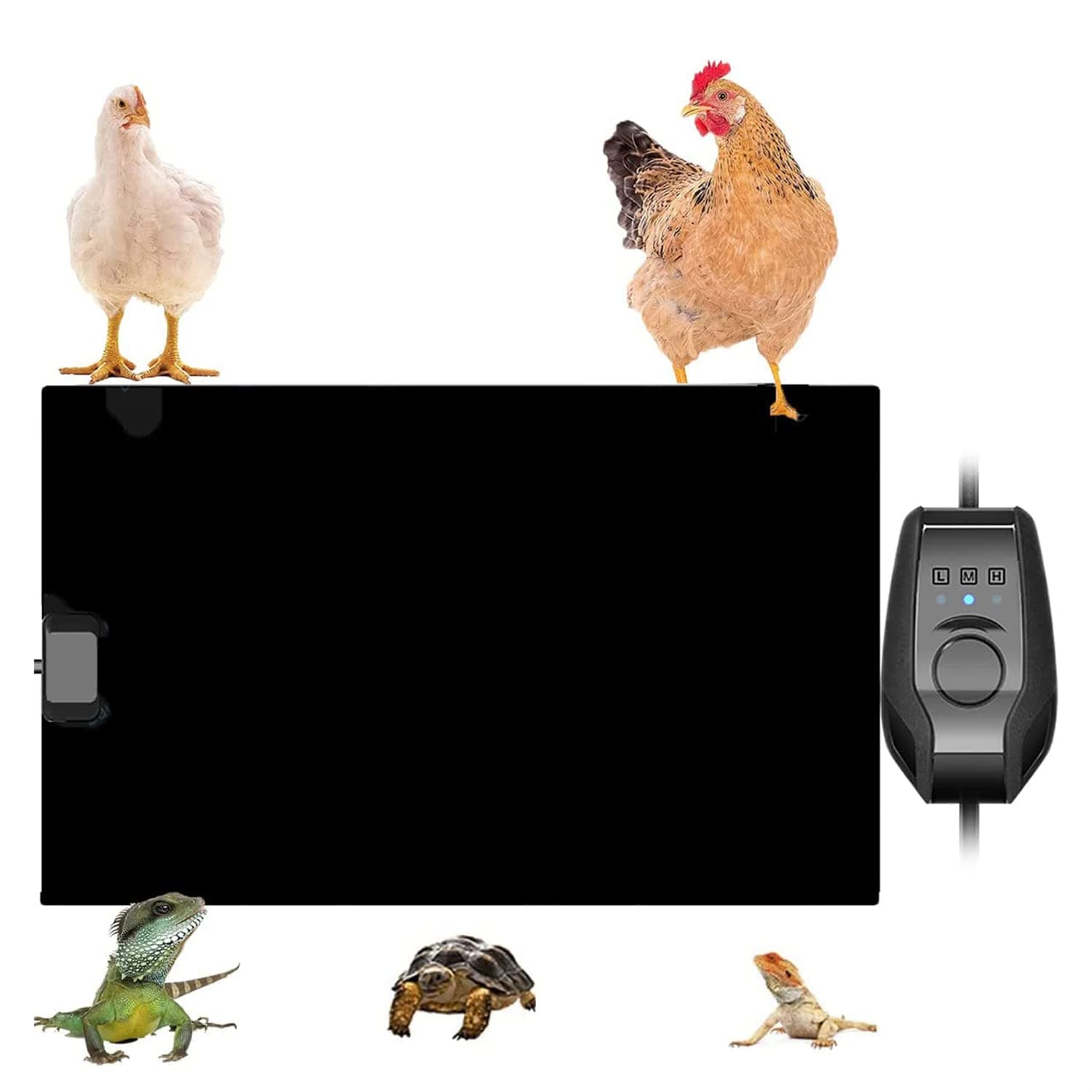 Chicken Coop Heaters Mat, Brooder Control Heating Matmat 3 Gears Temperature Adjustable Reptile Heating Pad with Chew Resistant Cord for Rabbit, Cat, Dogs