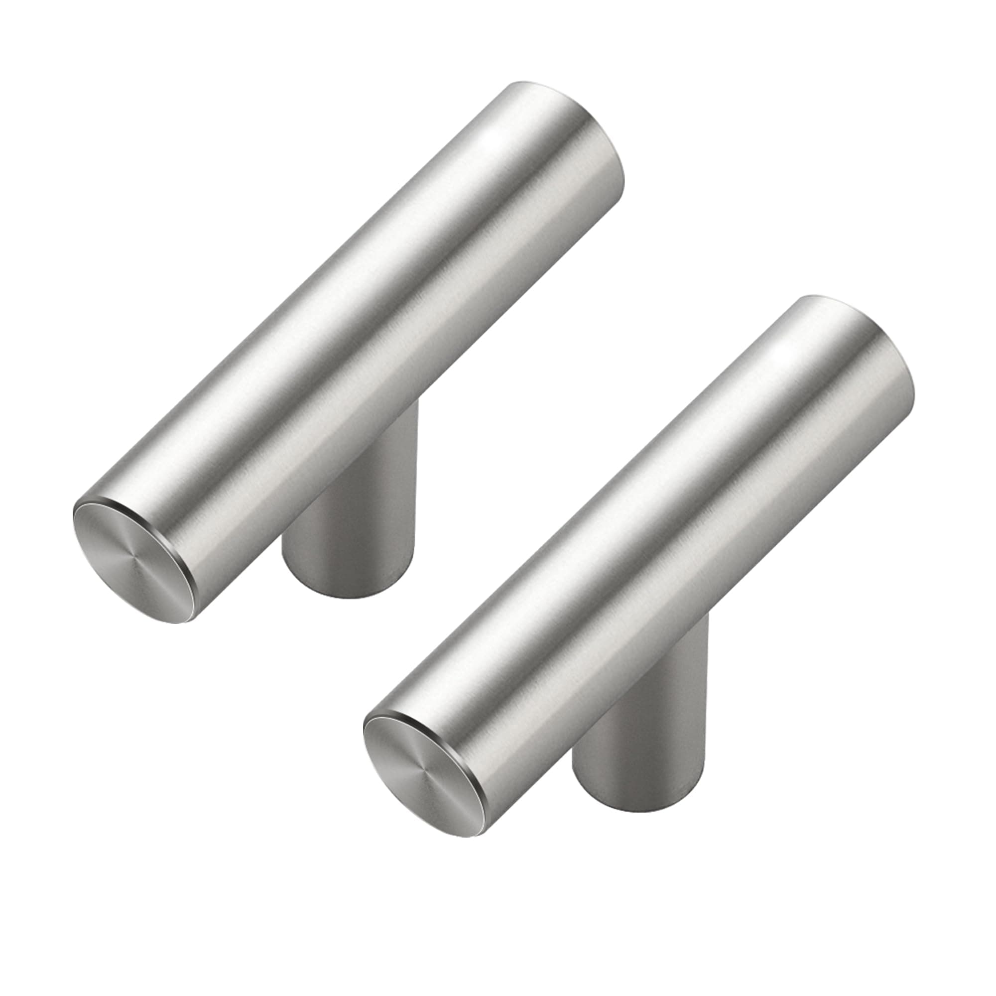 30 Pack Brushed Nickel Cabinet Knobs - Kitchen Silver Pulls for Drawer Stainless Steel Dresser Hardware 2in Length Single Hole T Bar, RDT50LS30